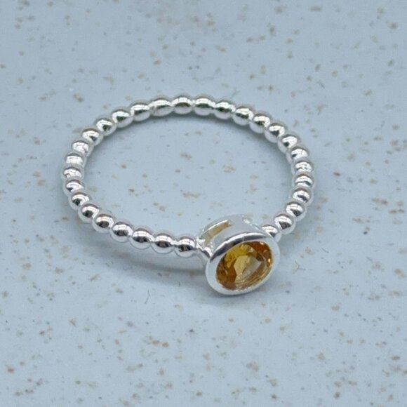 Sevilla Sterling Silver Ring 0.42ct Citrine Faceted Gemstone Beaded Detail 7.75 - Picture 5 of 8